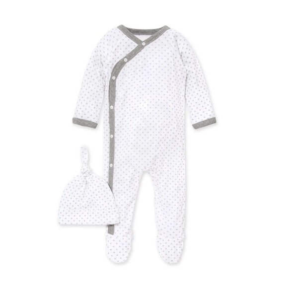 Burt's Bees Baby Other - BURT’S Bees Dottie Bee Organic Footed Wrap Front Jumpsuit and Knot Top H…